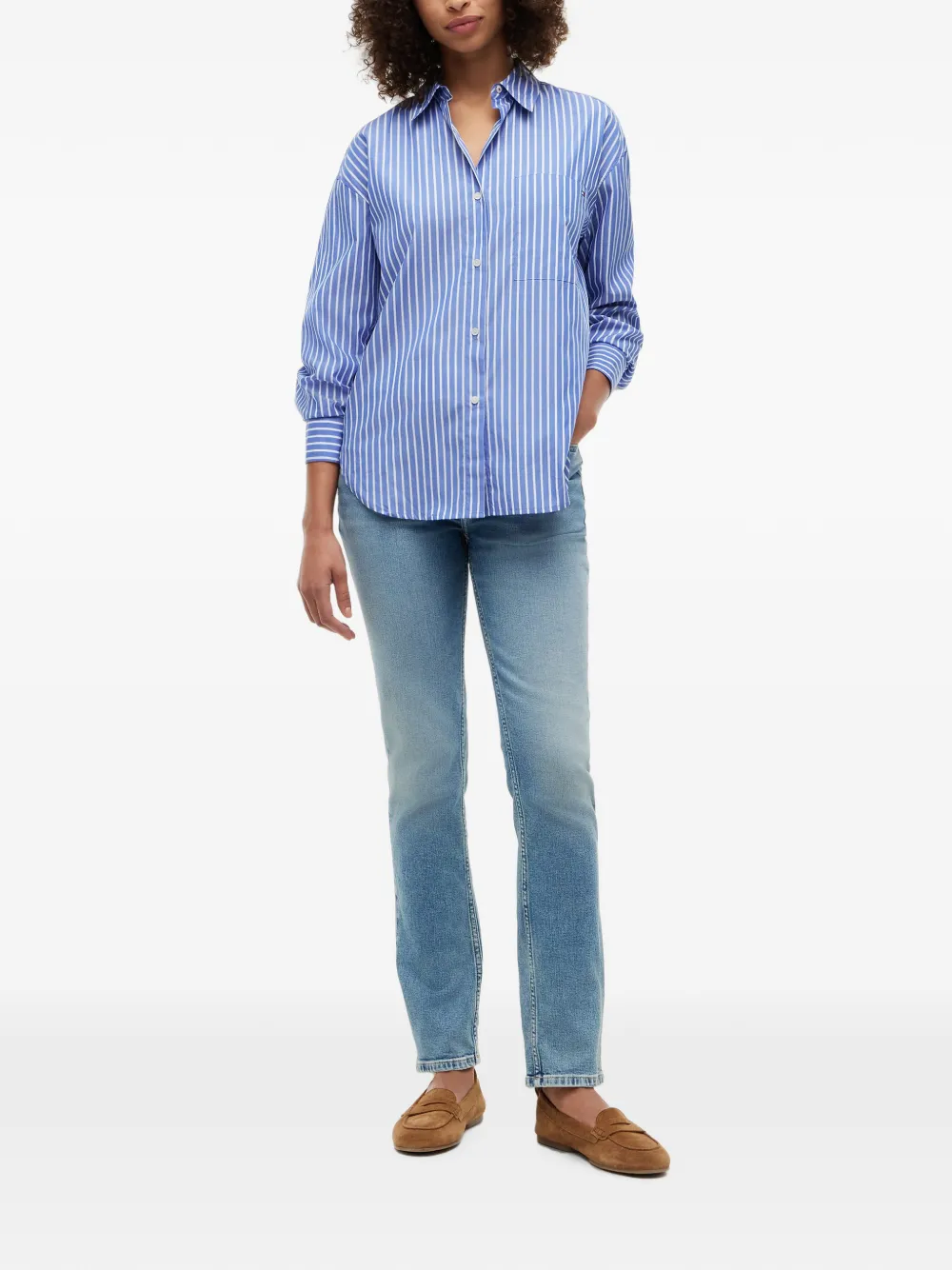 Tommy Hilfiger Gestreept katoenen blouse Blauw