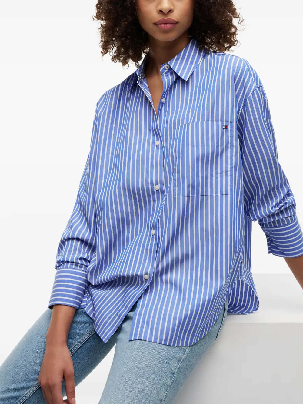 Tommy Hilfiger Gestreept katoenen blouse Blauw