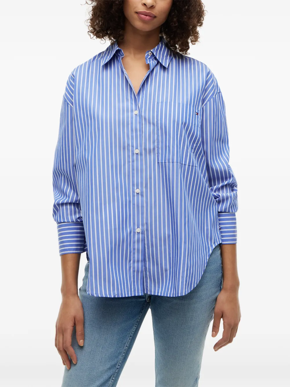 Tommy Hilfiger Gestreept katoenen blouse Blauw