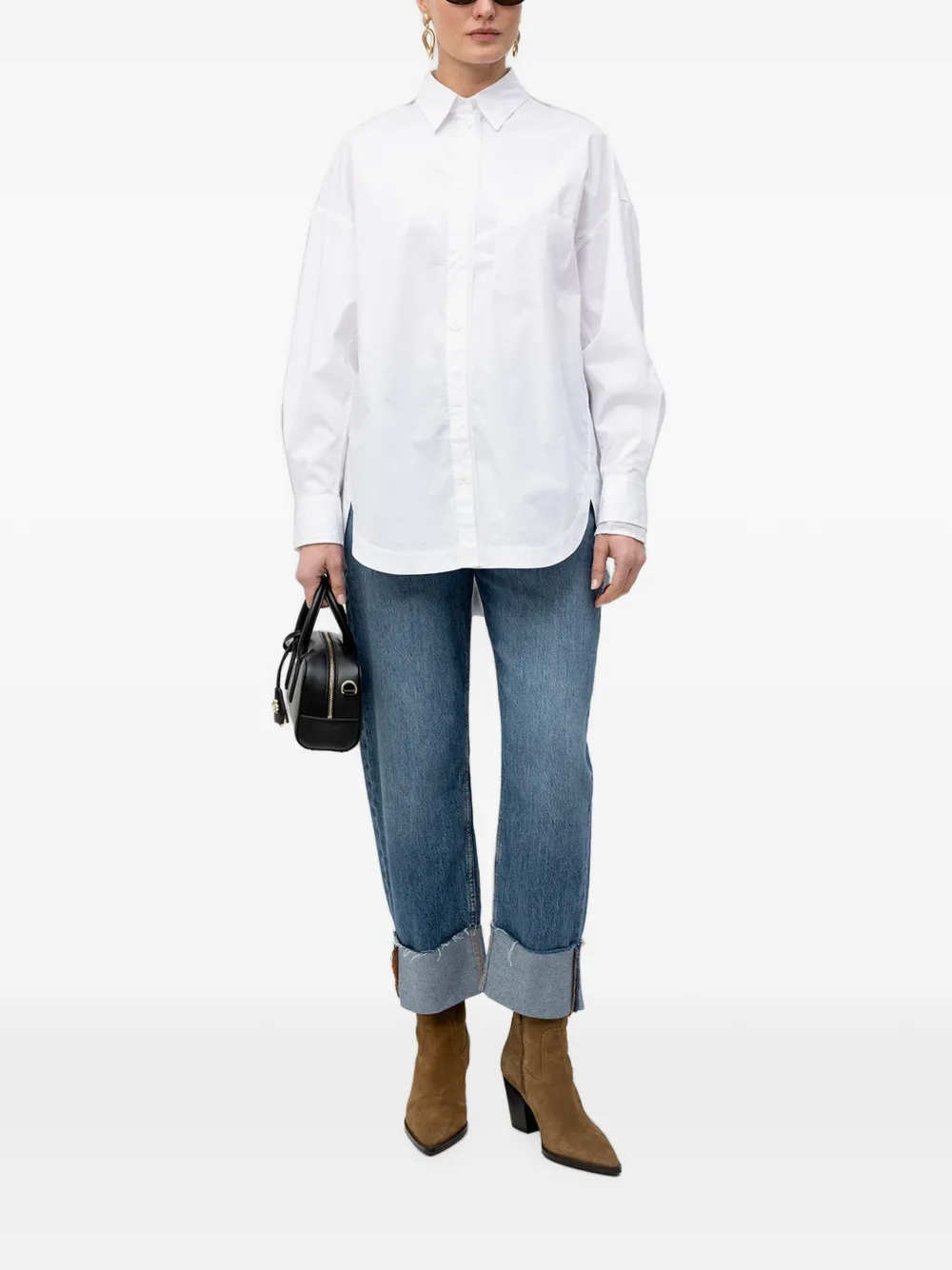  Boss Logo-embroidered Oversized Shirt - Blanco 