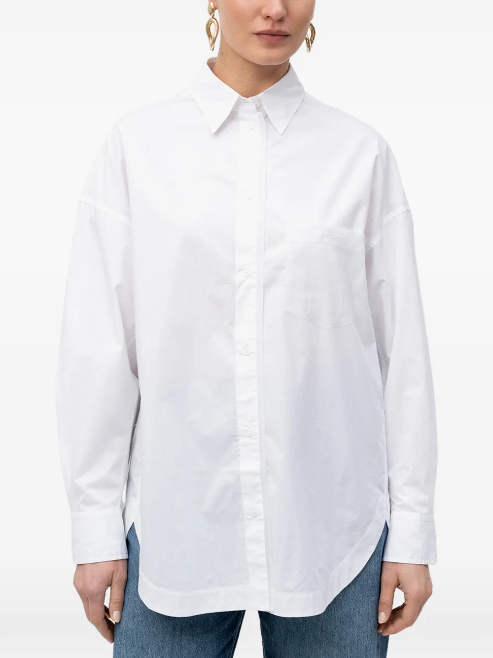  Boss Logo-embroidered Oversized Shirt - Blanco 