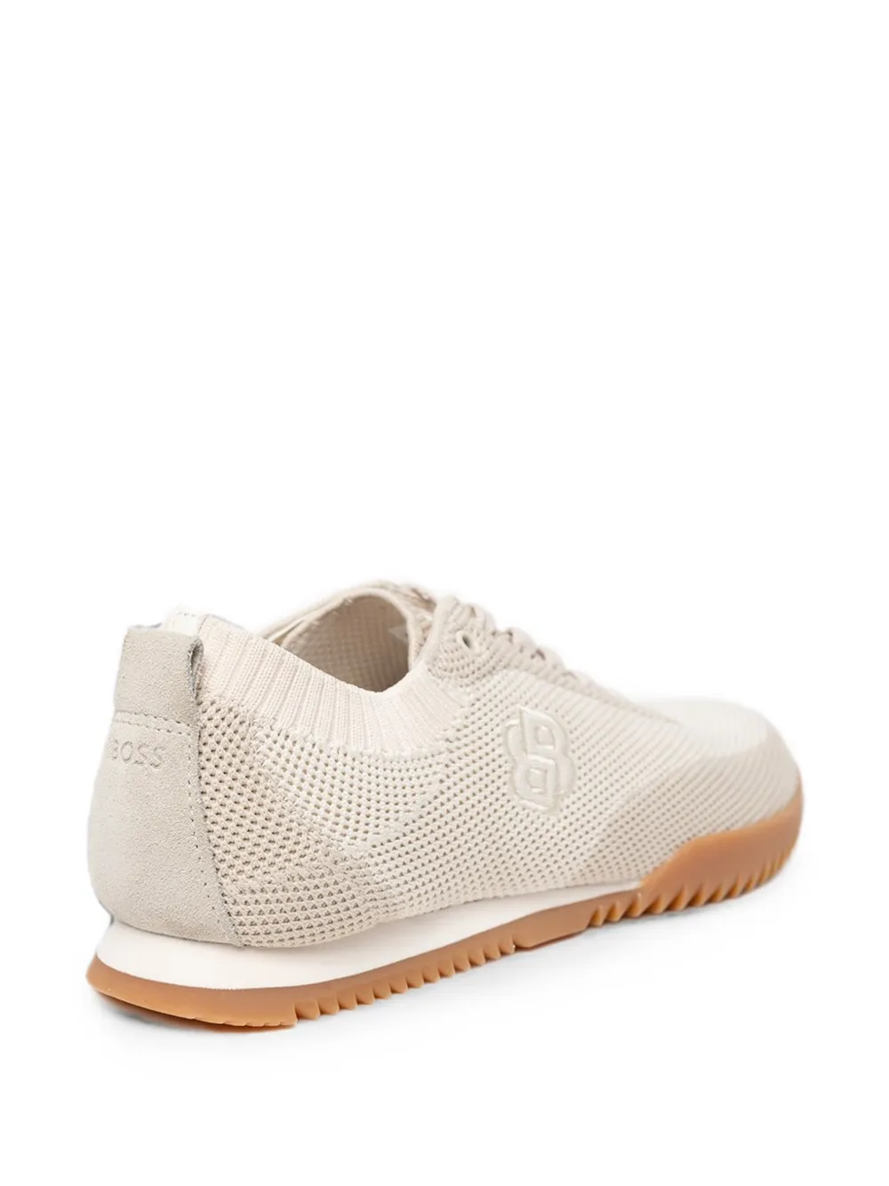 BOSS logo-embroidered knit sneakers Beige