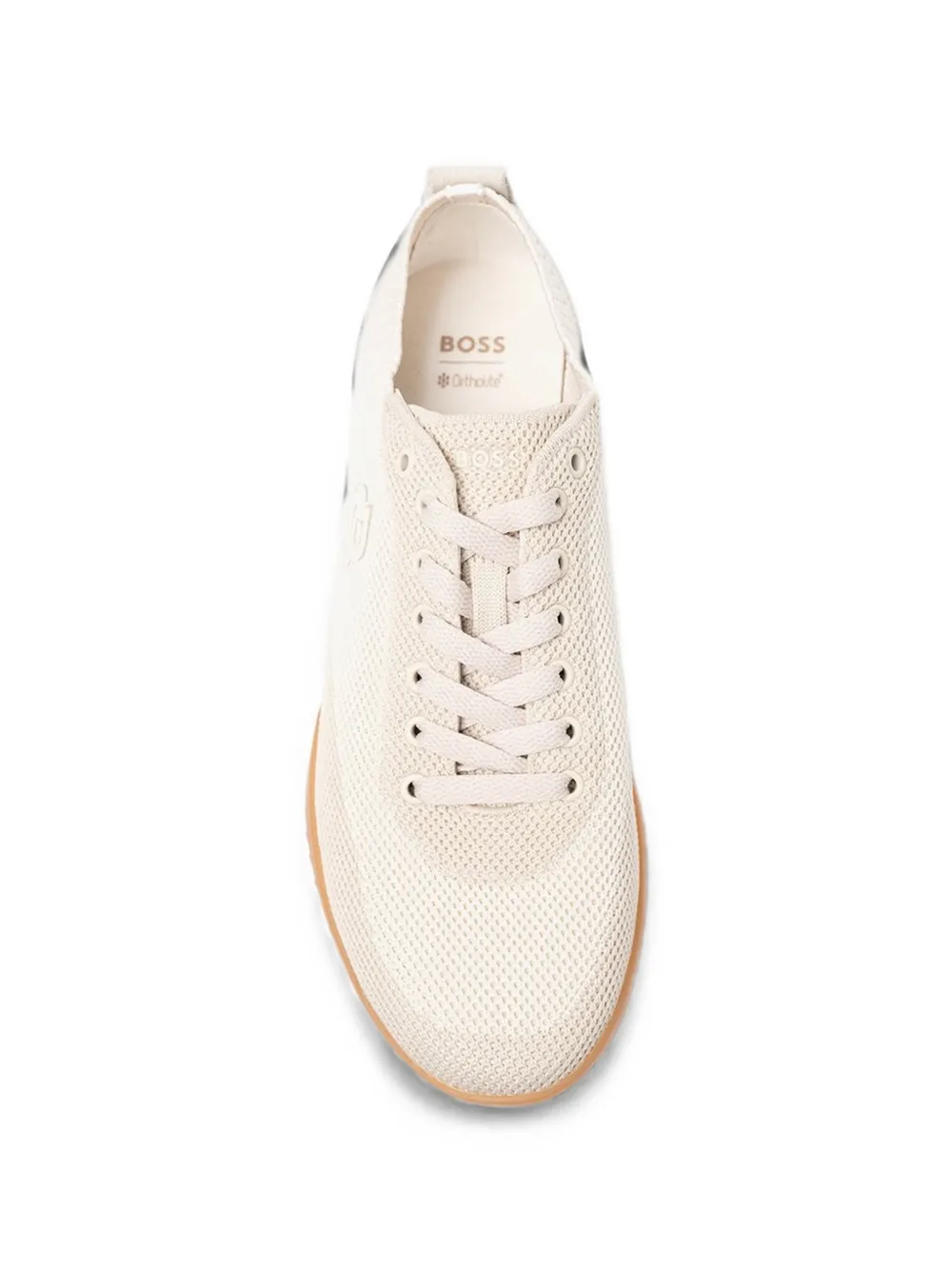 BOSS logo-embroidered knit sneakers Beige