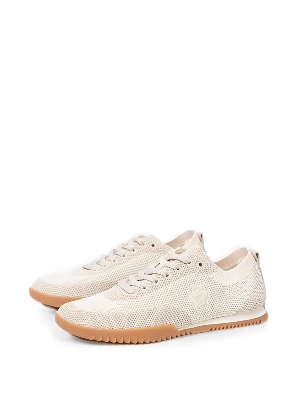 BOSS logo-embroidered knit sneakers Beige