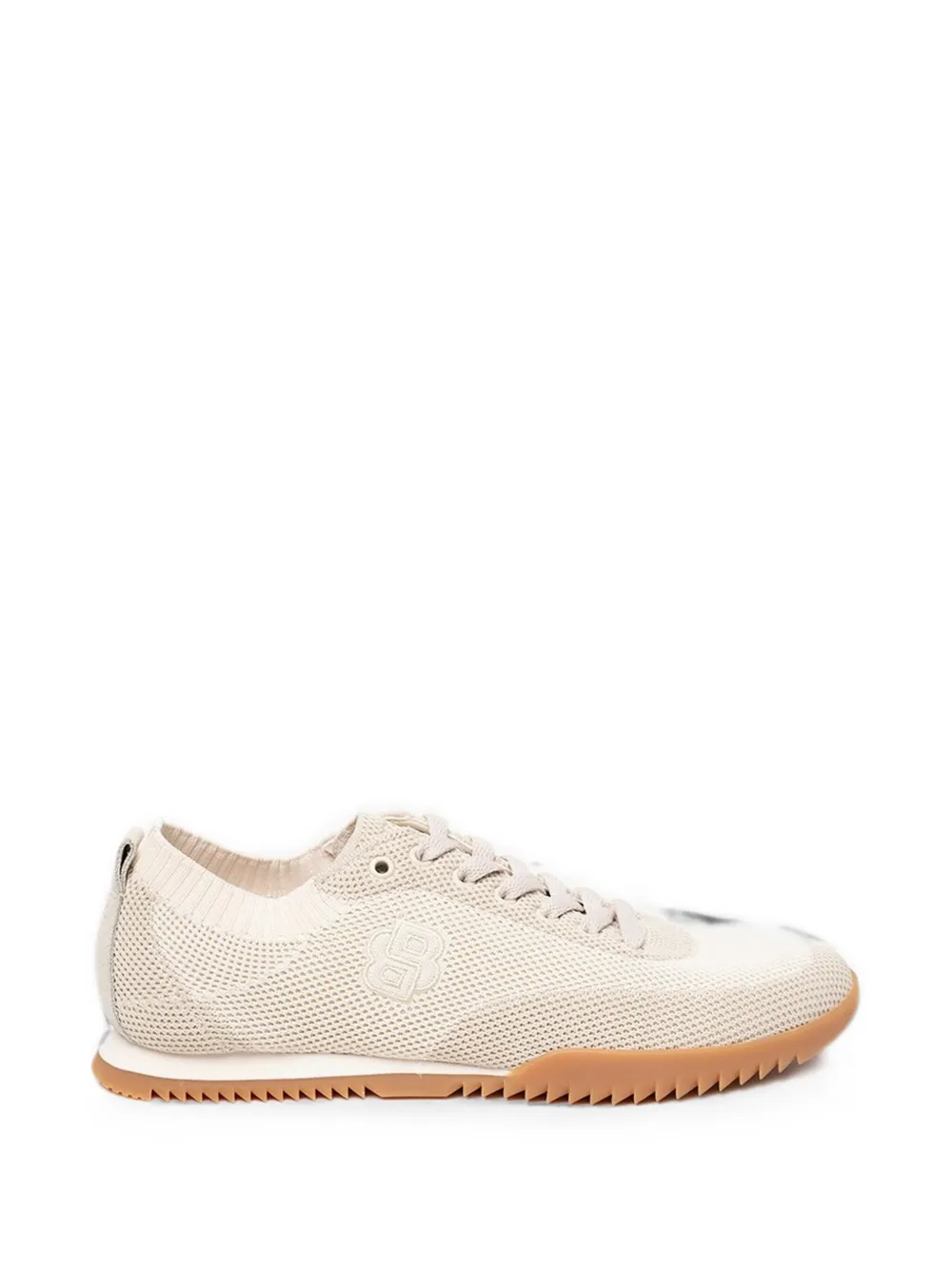 BOSS logo-embroidered knit sneakers Beige