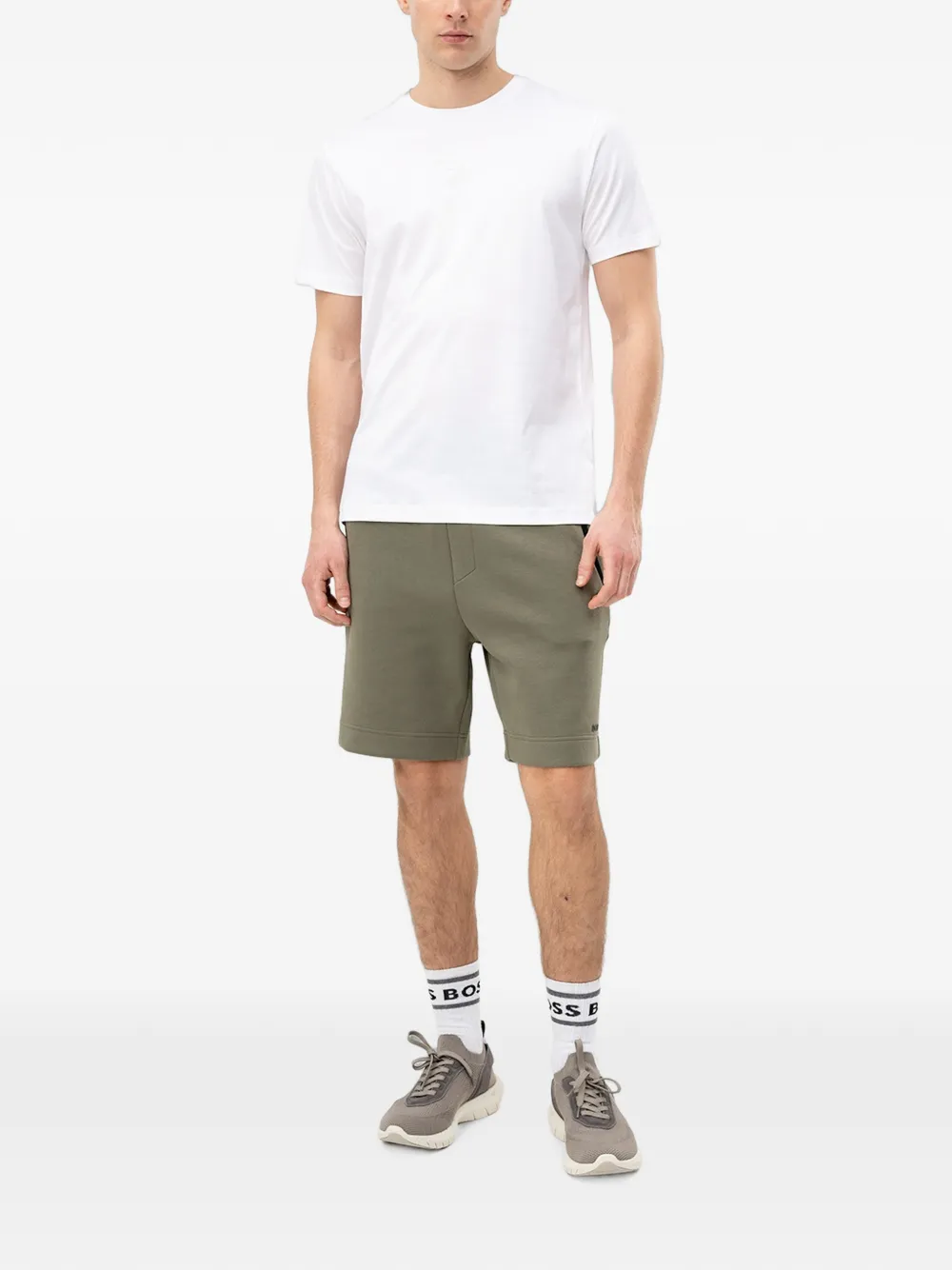 BOSS Trainingsshorts met ritszak en logoprint Groen