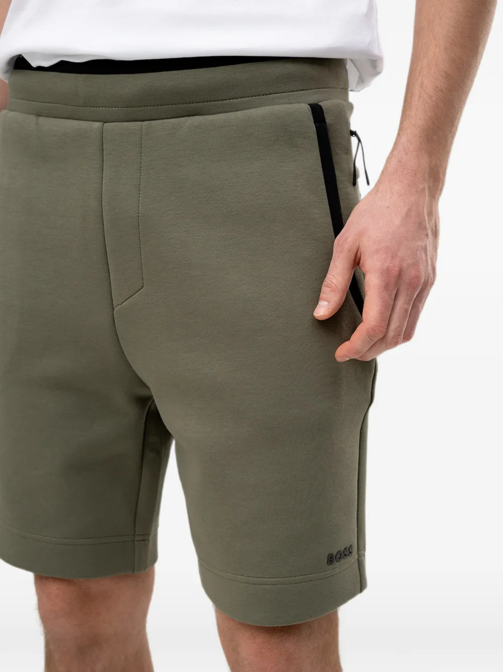BOSS Trainingsshorts met ritszak en logoprint Groen