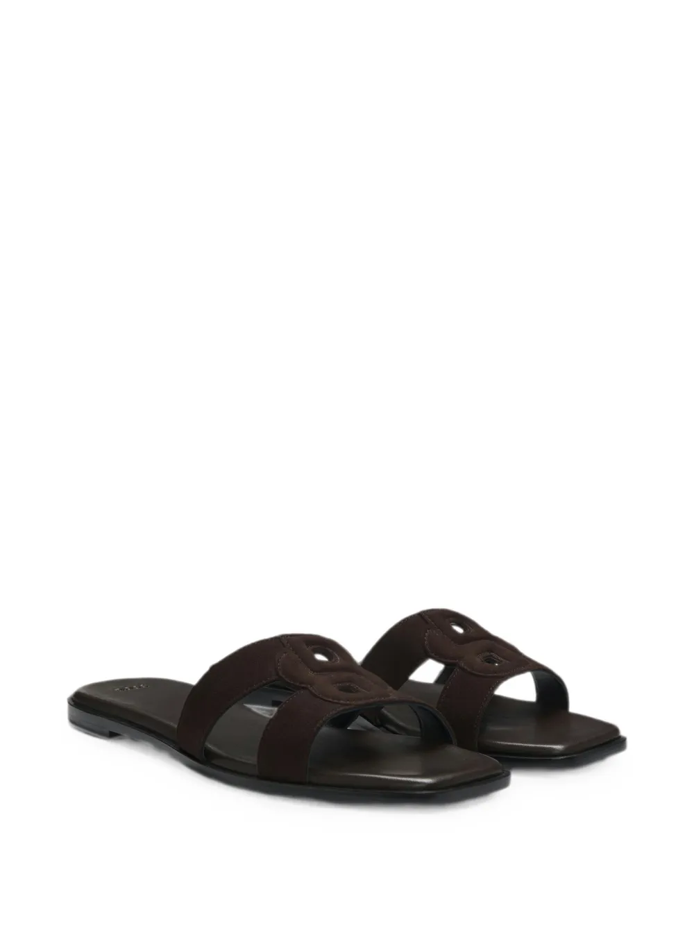BOSS logo-patch suede sandals Bruin
