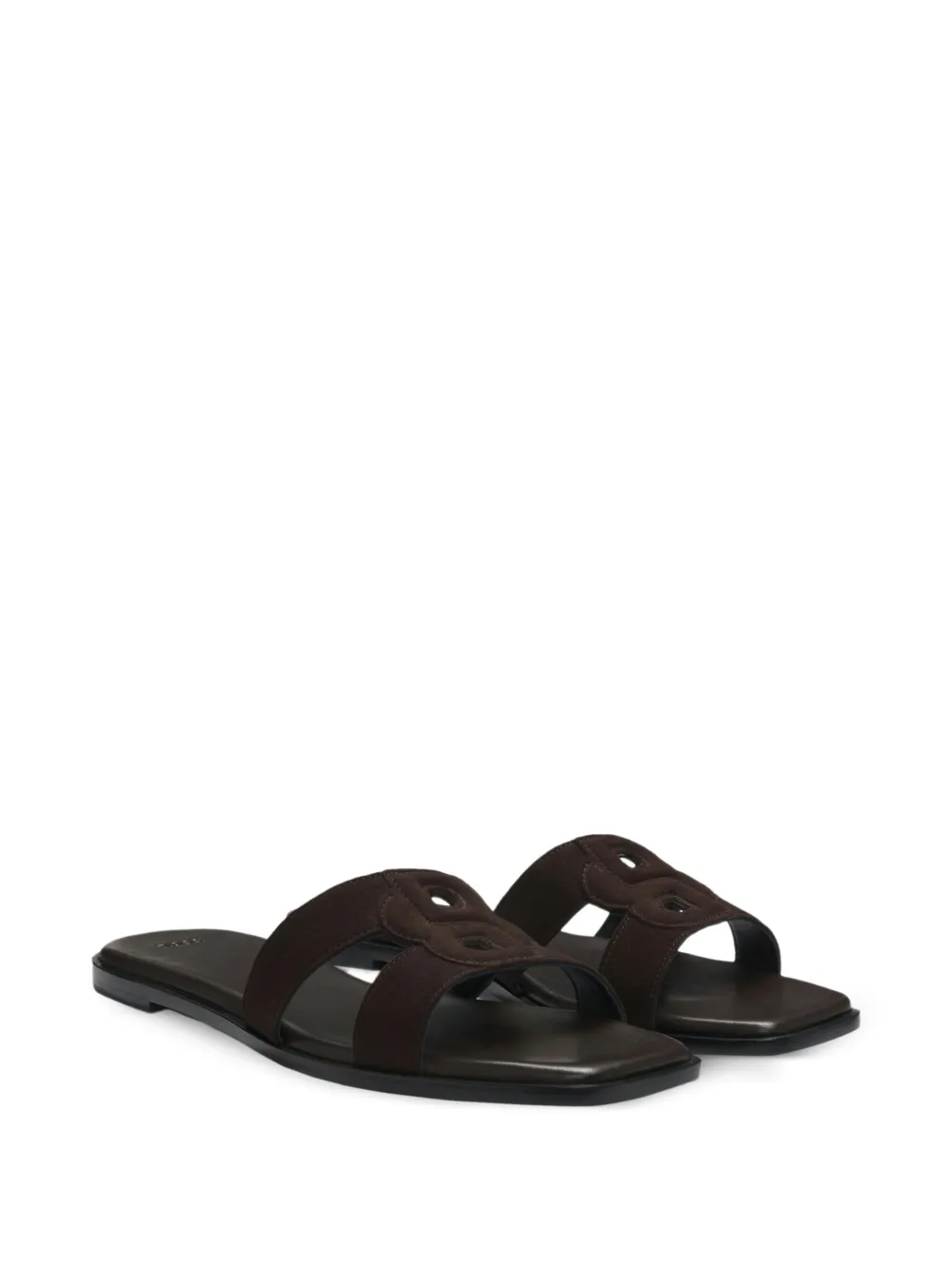 BOSS logo-patch suede sandals Bruin