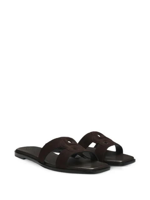 BOSS logo-patch suede sandals