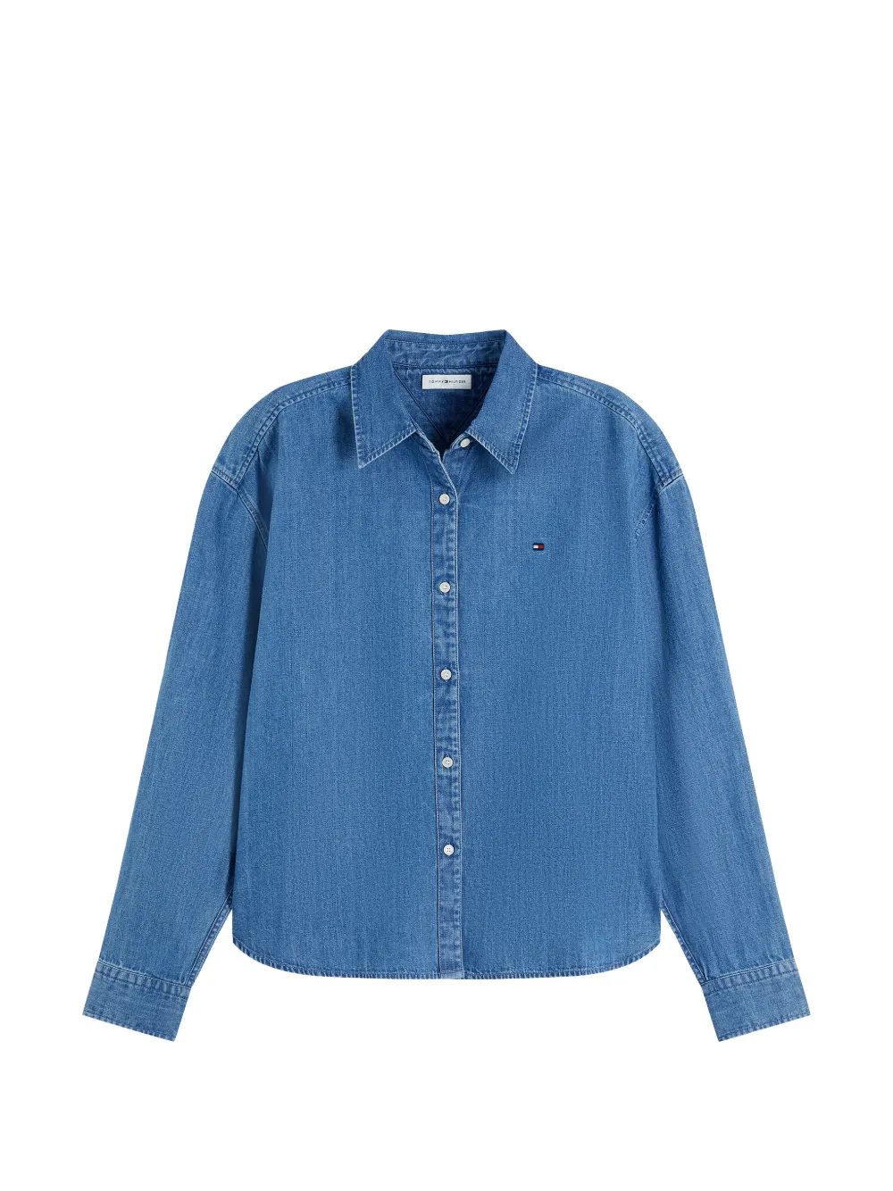 Tommy Hilfiger logo-embroidered denim shirt - Blau