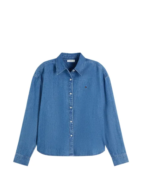 Tommy Hilfiger camisa de mezclilla con logo bordado