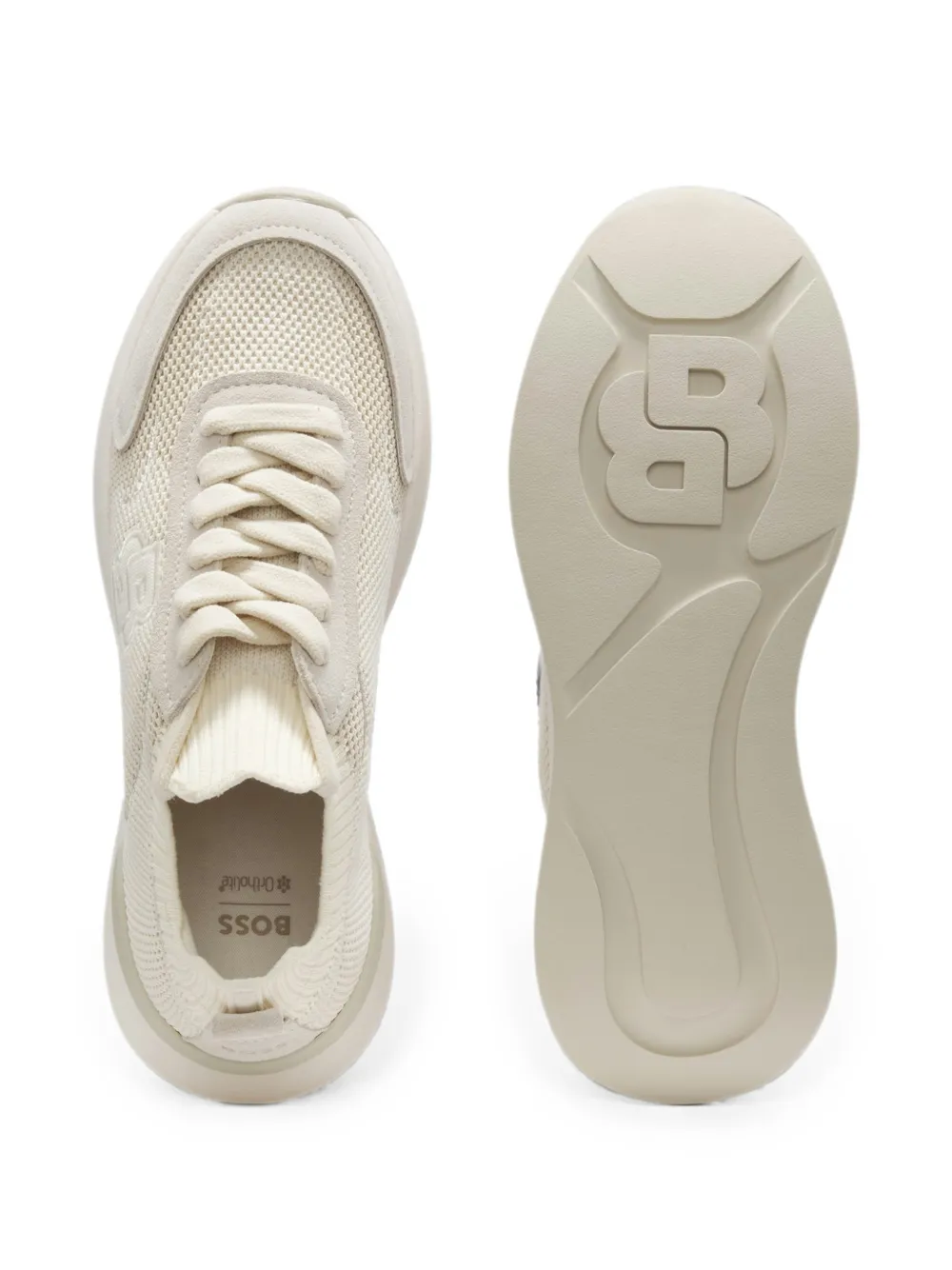 BOSS mesh-panelled lace-up sneakers Wit