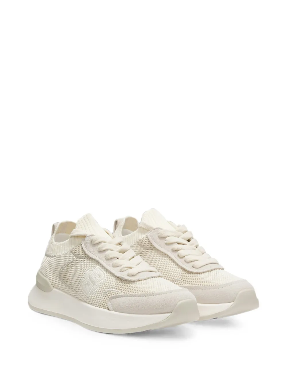 BOSS mesh-panelled lace-up sneakers Wit