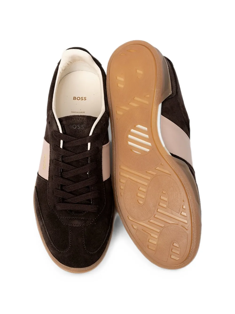 BOSS suede panelled sneakers Bruin