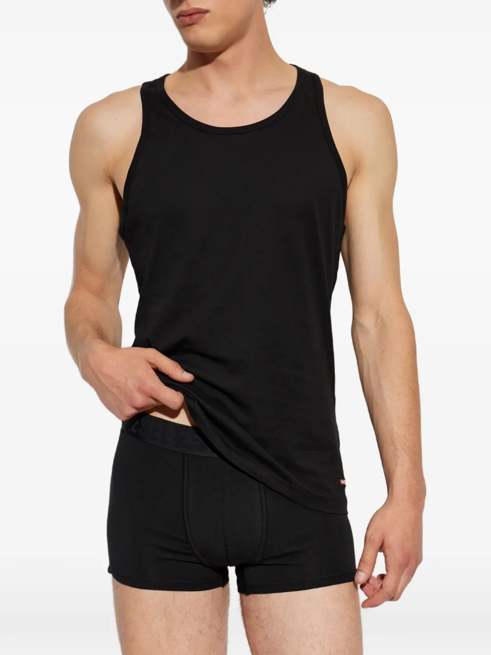 Diesel Twee Walty-D-Core katoenen tanktop Zwart