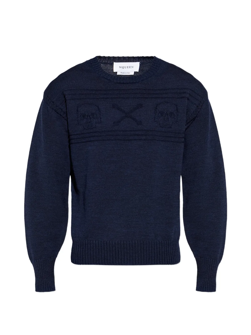Alexander McQueen skull-motif wool sweater - Blu