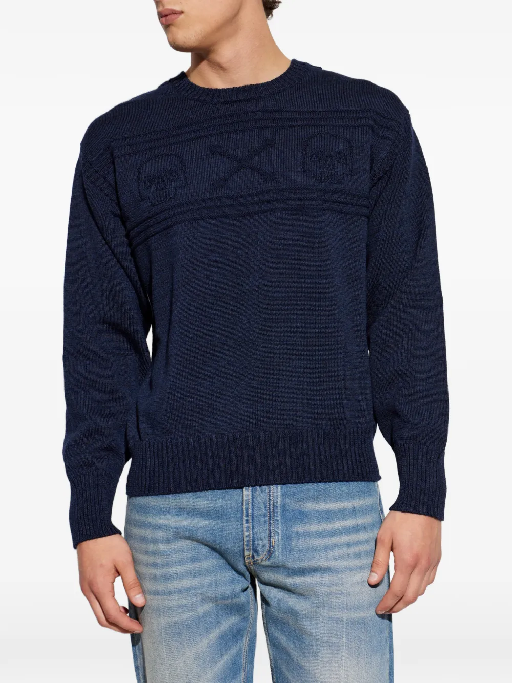 Alexander McQueen Trui met doodskop intarsia Blauw
