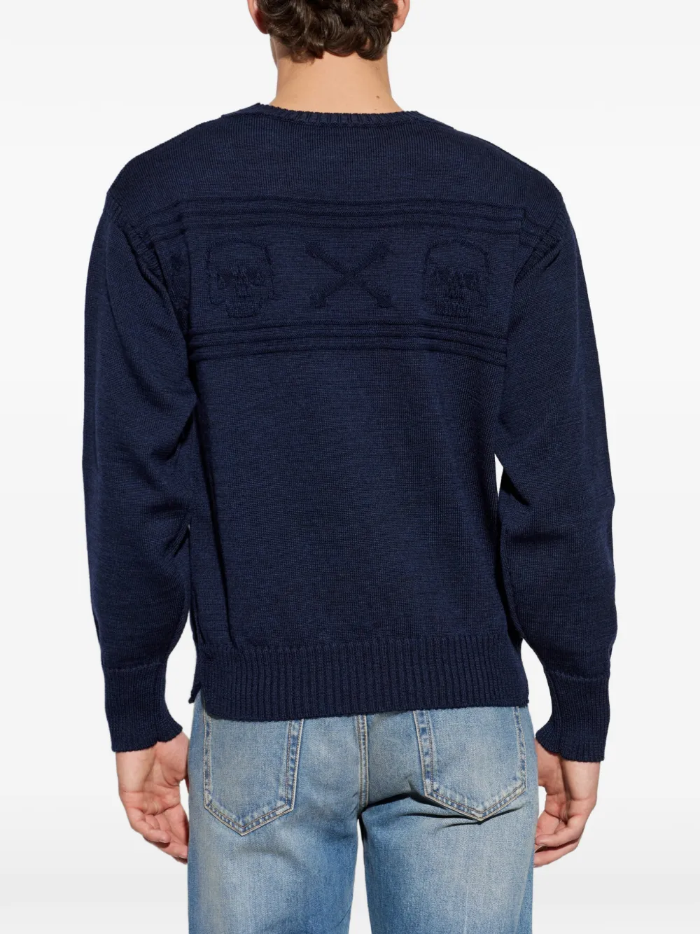 Alexander McQueen Trui met doodskop intarsia Blauw
