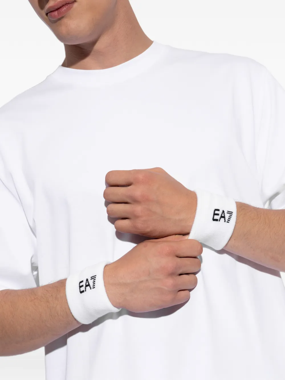 Ea7 Emporio Armani Twee polsbandjes met geborduurd logo Wit