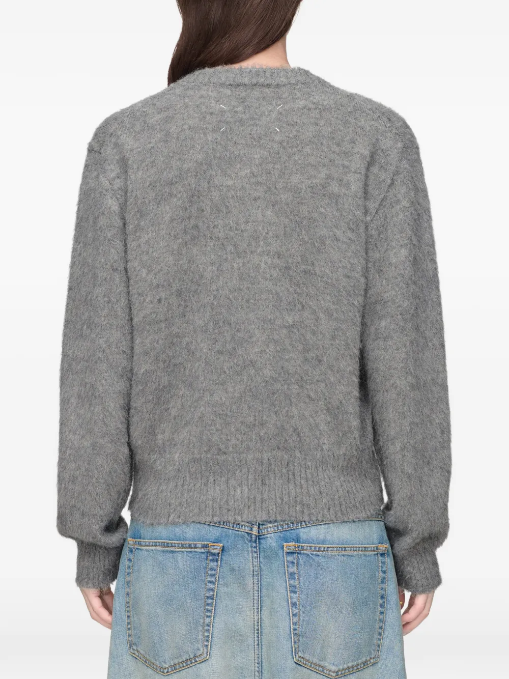 Maison Margiela Trui met V-hals en bloemen-intarsia Grijs