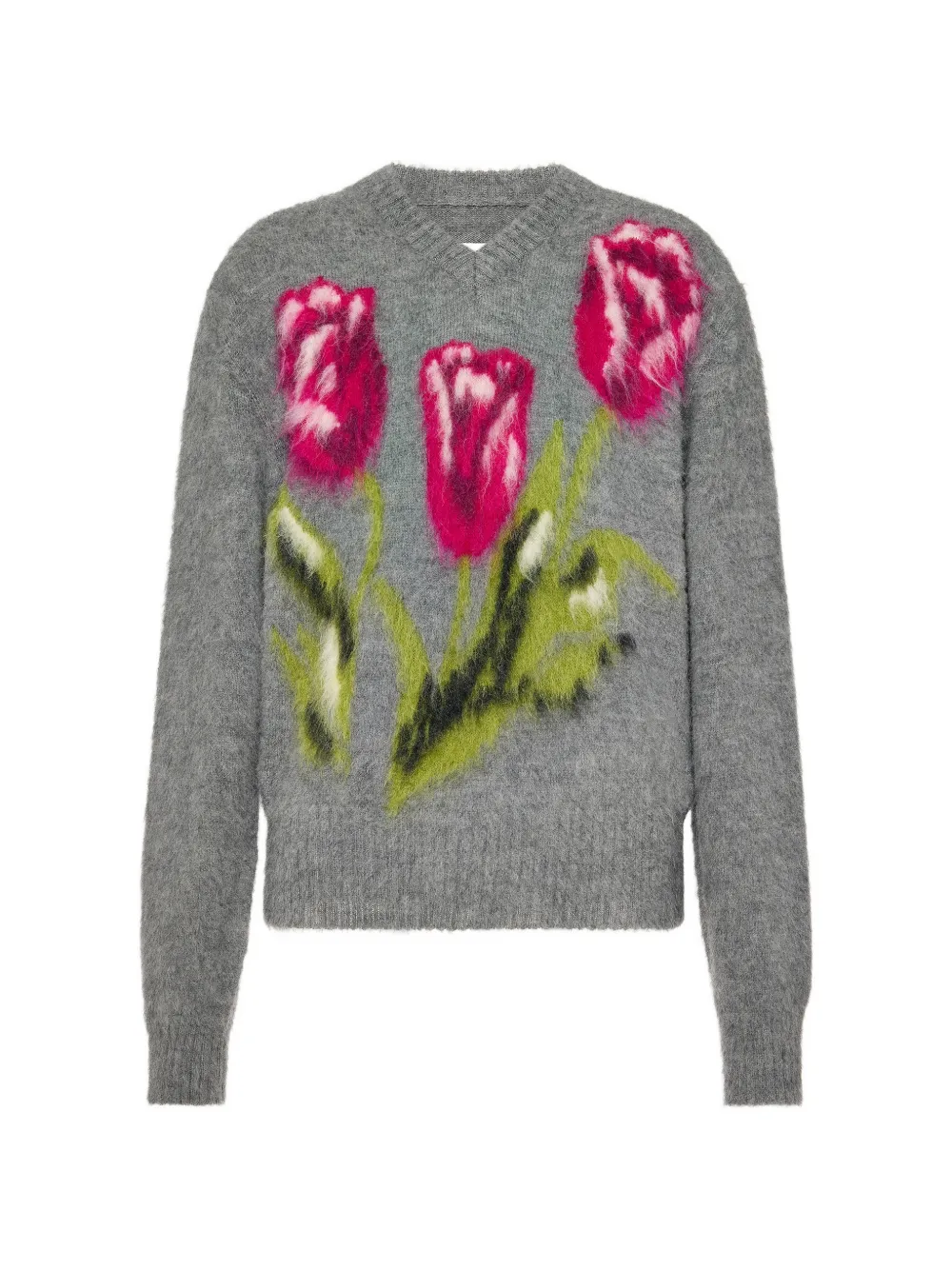 Maison Margiela Trui met V-hals en bloemen-intarsia Grijs