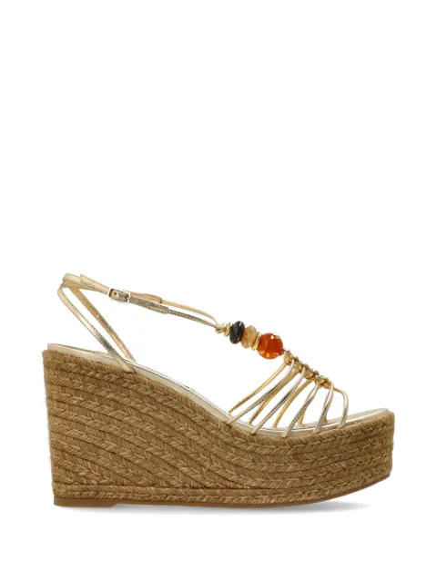 Jimmy Choo Lemi Wedge 50 sandaler med kilehæl og perleudsmykning