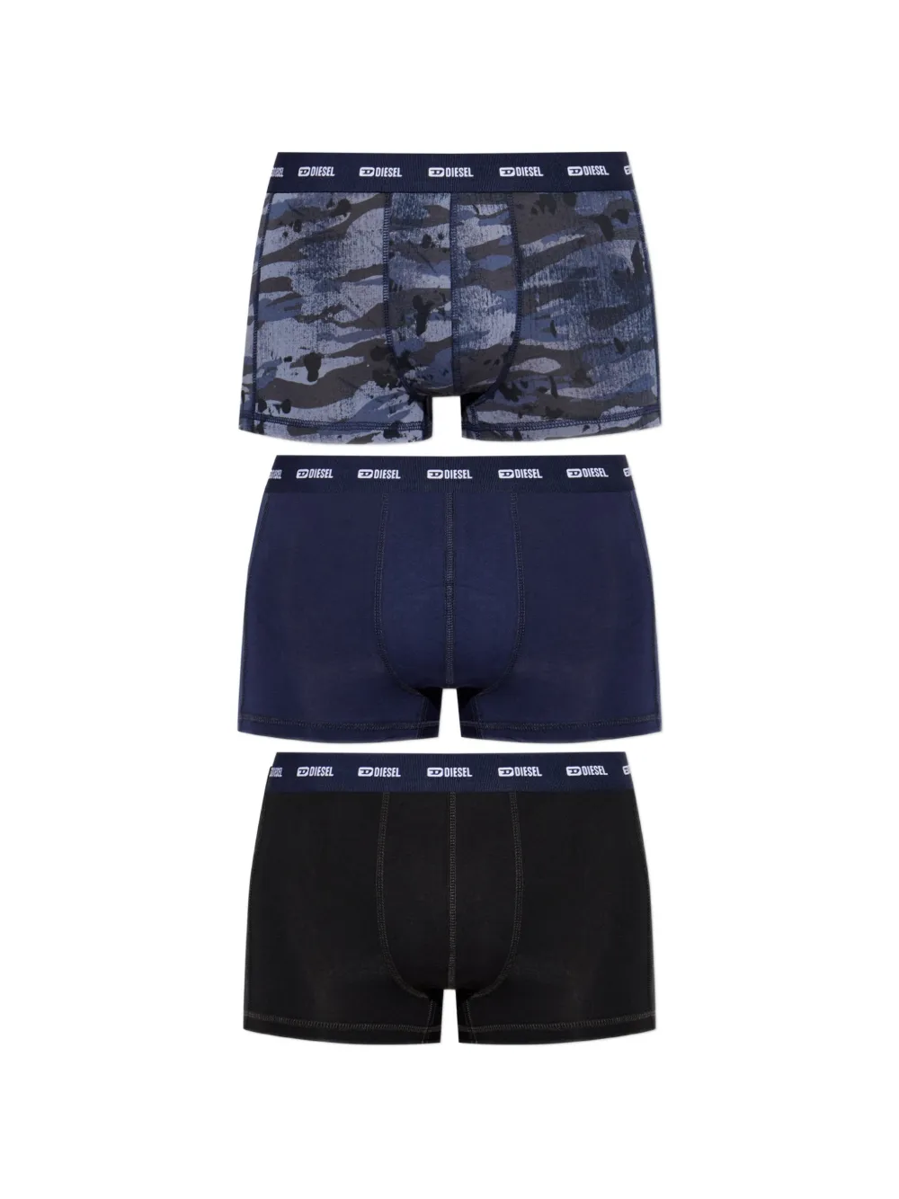 Diesel Damien-Utlt 3-pack logo-waistband boxer briefs - Blu