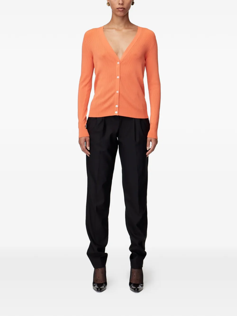 Another Tomorrow Ribgebreid vest Oranje