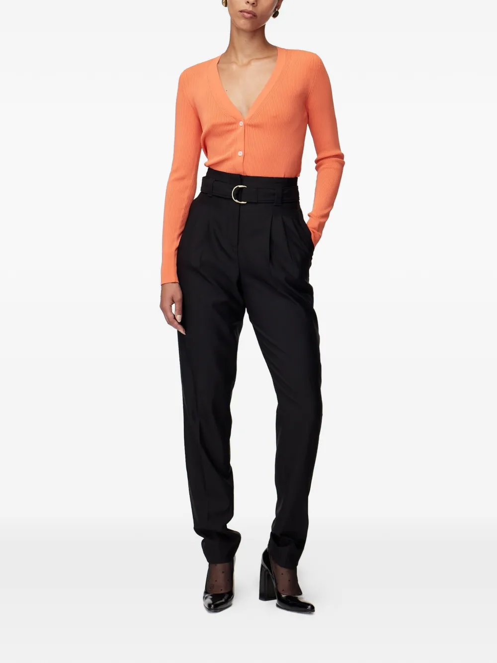Another Tomorrow Ribgebreid vest Oranje
