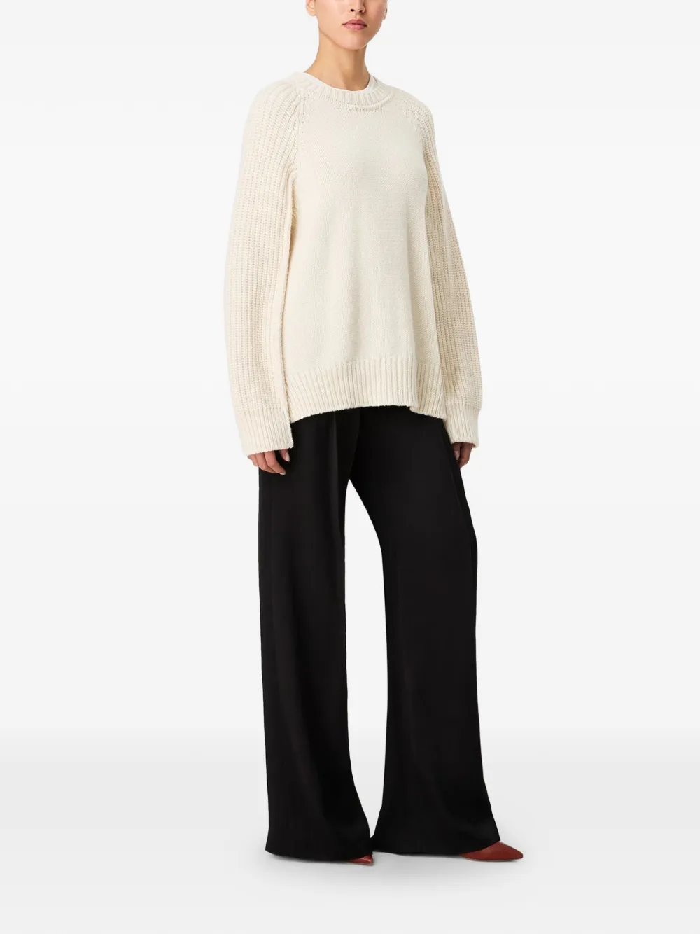  Another Tomorrow Oversized Raglan-sleeve Sweater - Tons Neutres 