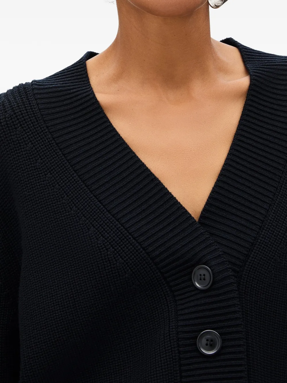 Another Tomorrow Geribbeld cropped vest Zwart