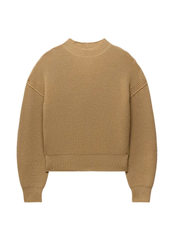 Another Tomorrow Ribbed Dropped-shoulder Sweater in Neutrals
