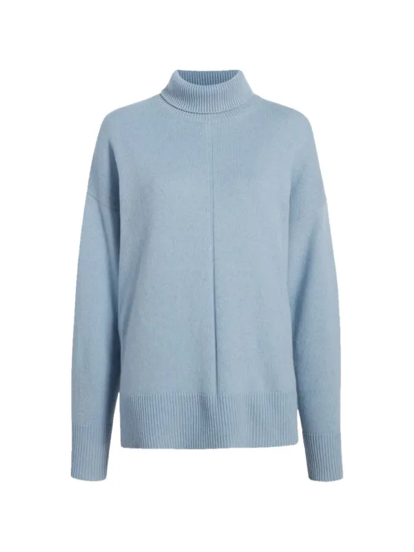 Another Tomorrow Seam-detail Cashmere Turtleneck Sweater in Blue
