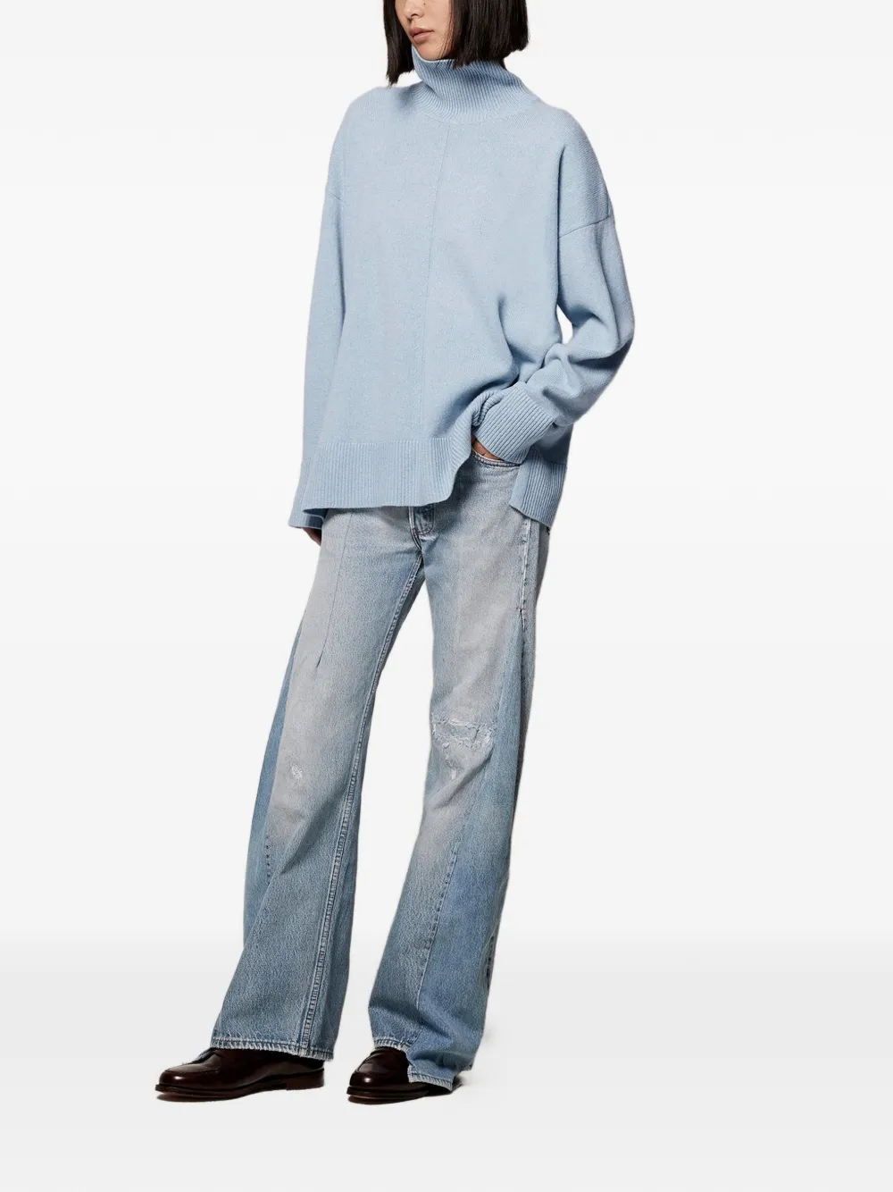  Another Tomorrow Jersey Con Cuello Alto - Azul 