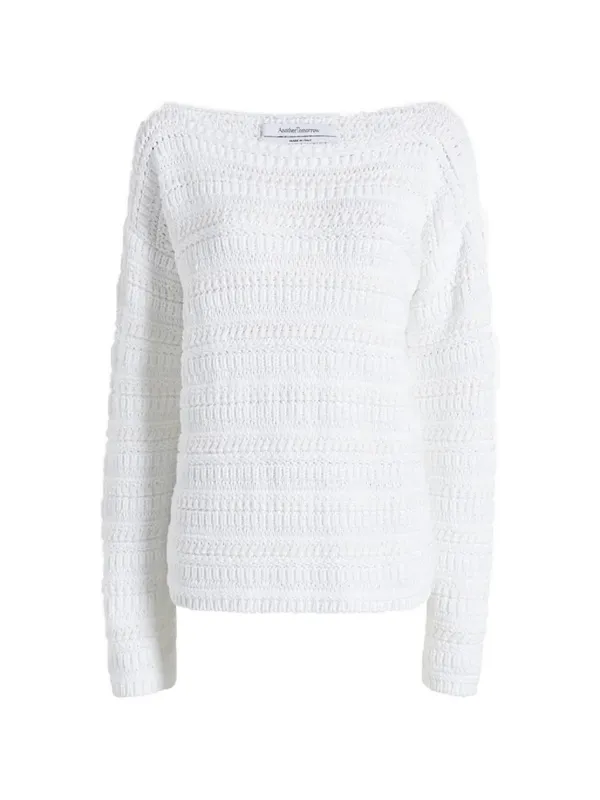 Another Tomorrow Oversized-fit Textured Sweater in White