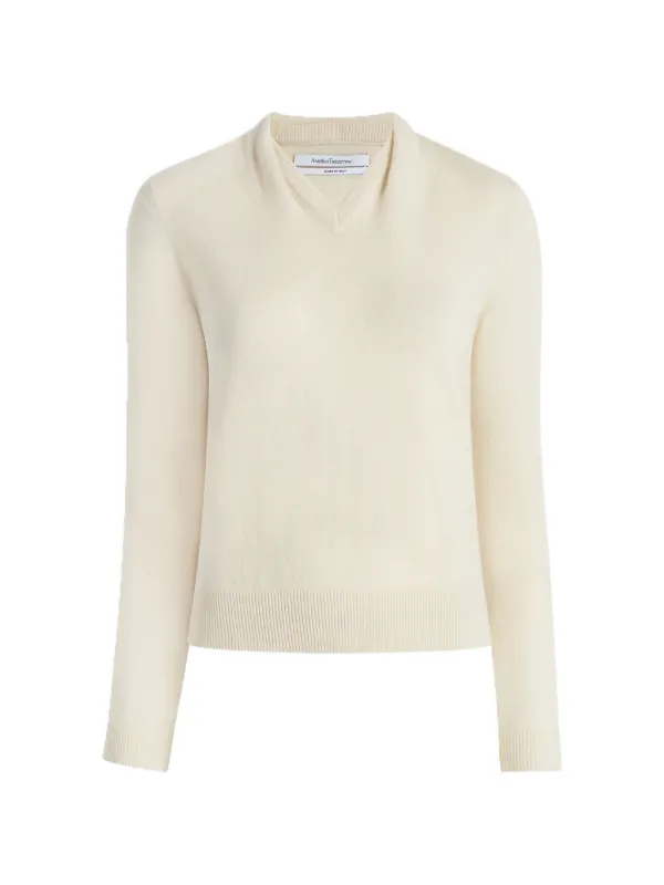 Another Tomorrow Cashmere Draped-neck Sweater in Neutrals