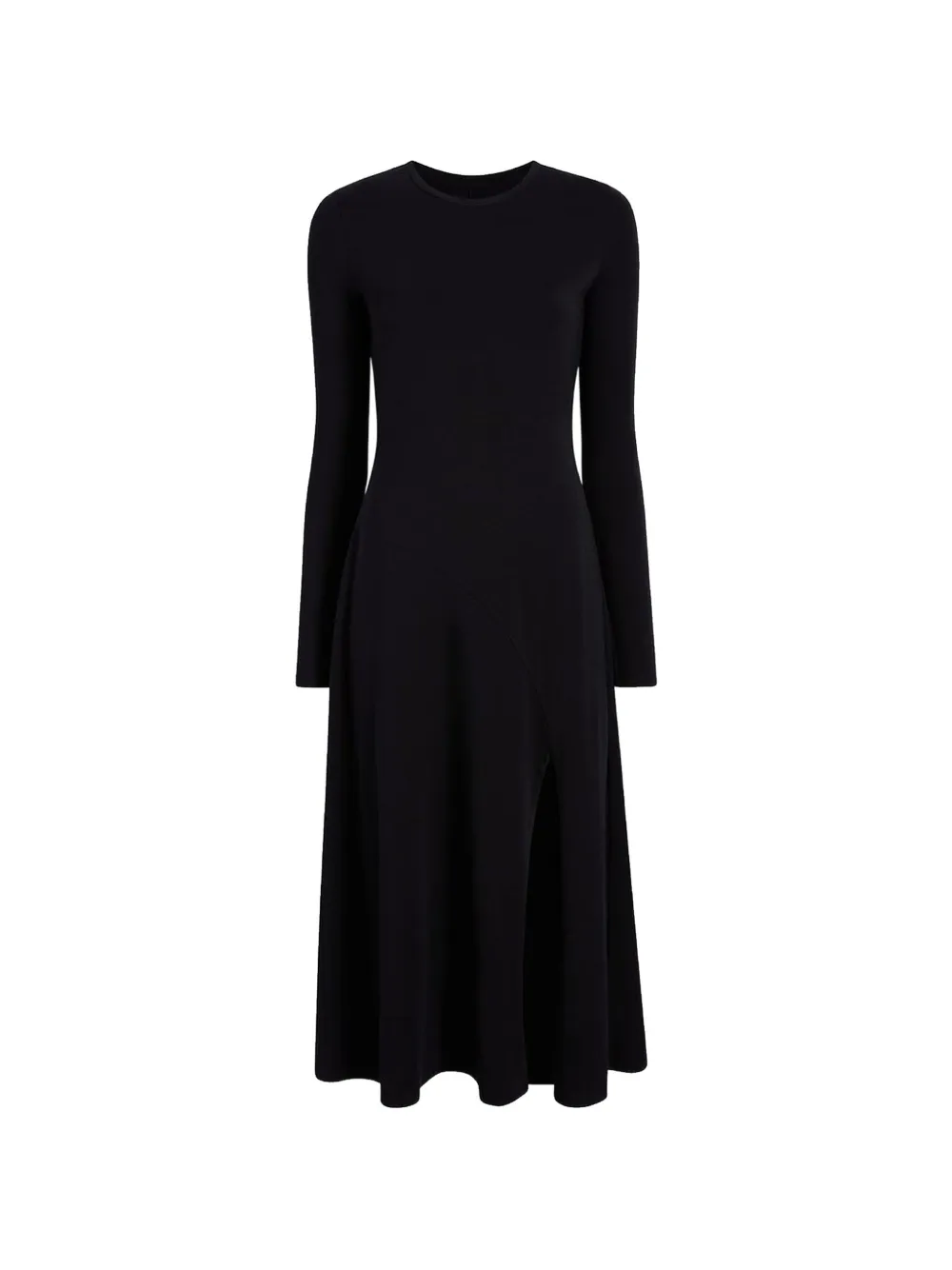 Another Tomorrow asymmetric-seam long-sleeve midi dress - Nero