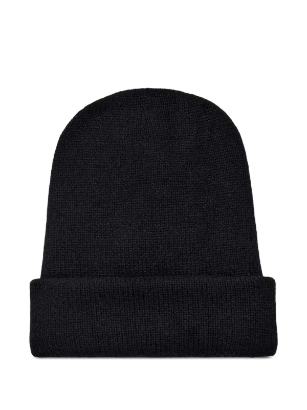 Another Tomorrow Ribbed-knit Beanie Hat in Black