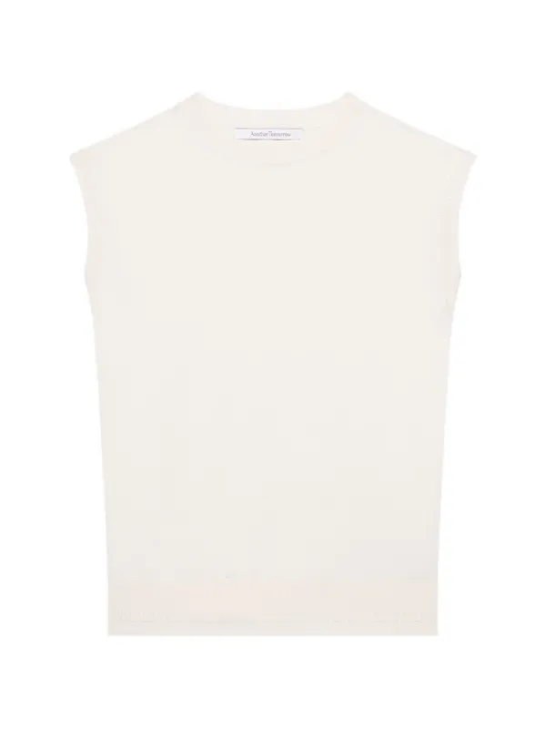 Another Tomorrow Featherweight Shell Sleeveless Sweater in Neutrals