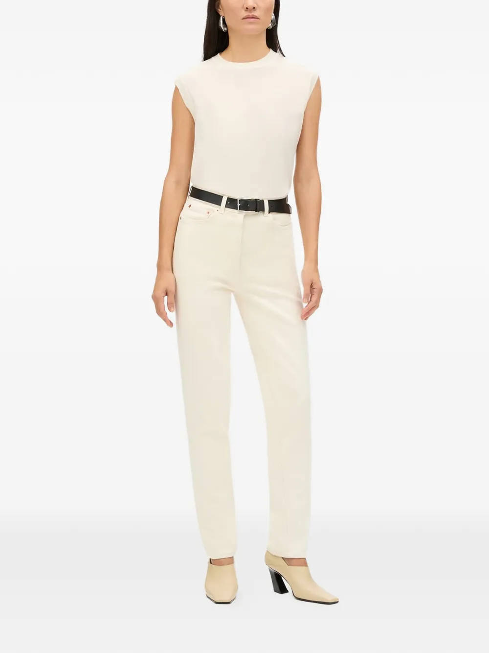 Another Tomorrow Featherweight Shell Sleeveless Sweater in Neutrals, view 2