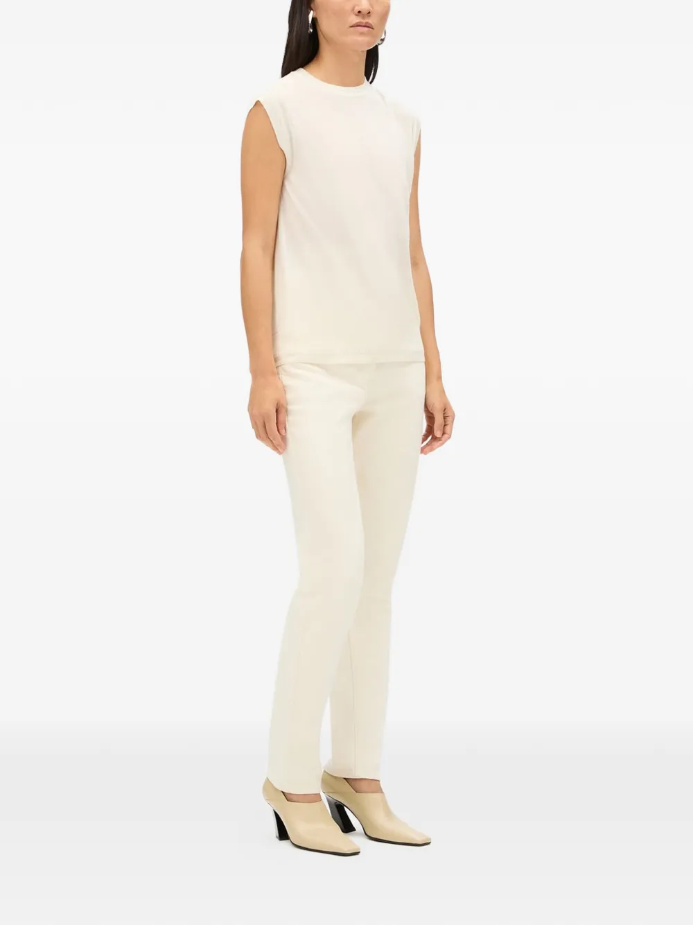 Another Tomorrow Featherweight Shell Sleeveless Sweater in Neutrals, view 3