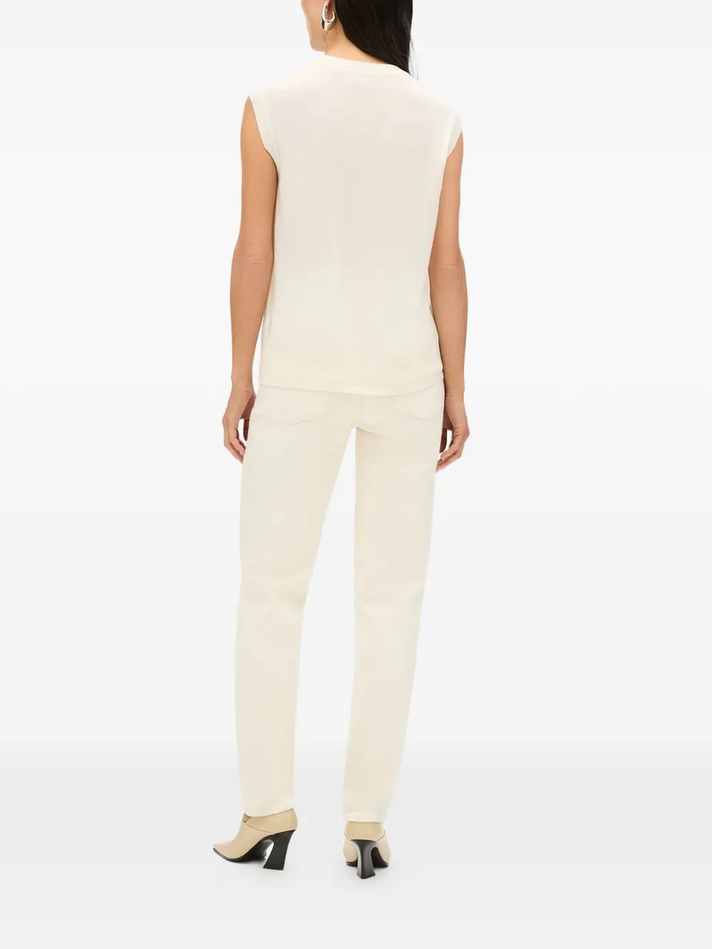 Another Tomorrow Featherweight Shell Sleeveless Sweater in Neutrals, view 4