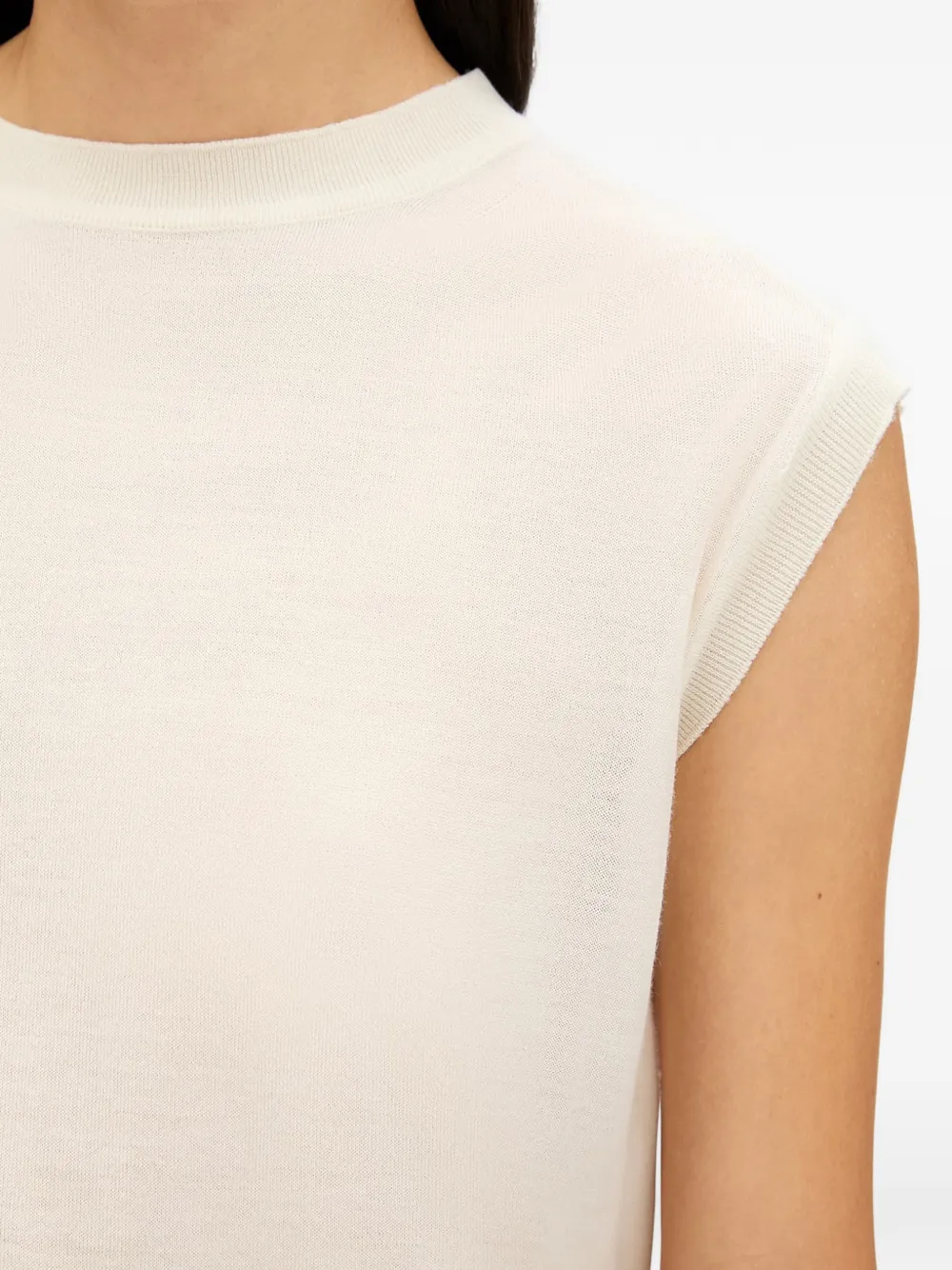 Another Tomorrow Featherweight Shell Sleeveless Sweater in Neutrals, view 5