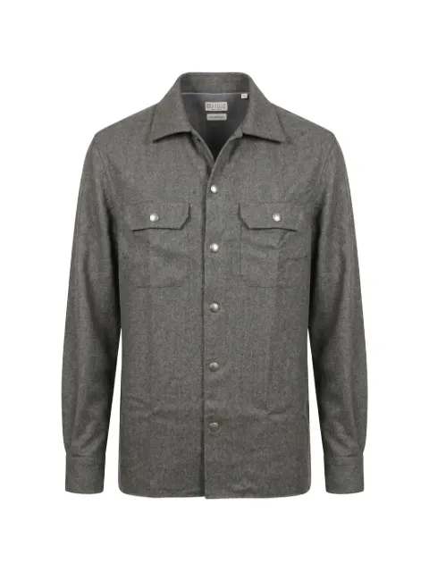 Brunello Cucinelli press-stud wool shirt
