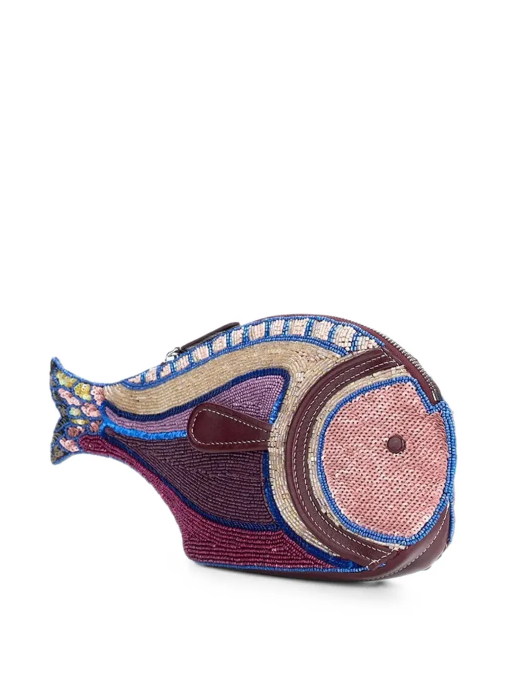 STAUD Pesce clutch verfraaid met kralen Paars