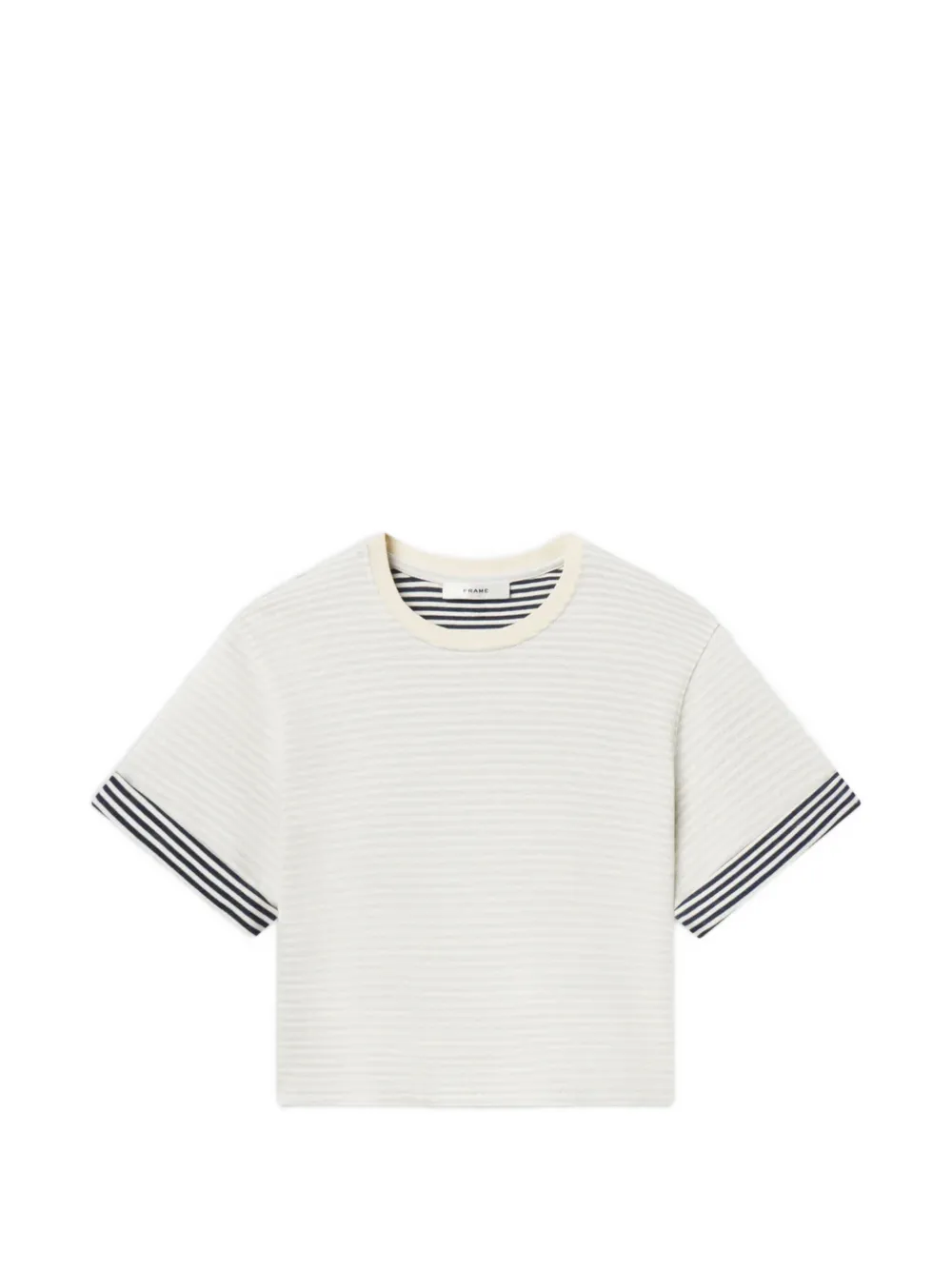 FRAME striped-cuff T-shirt - Toni neutri