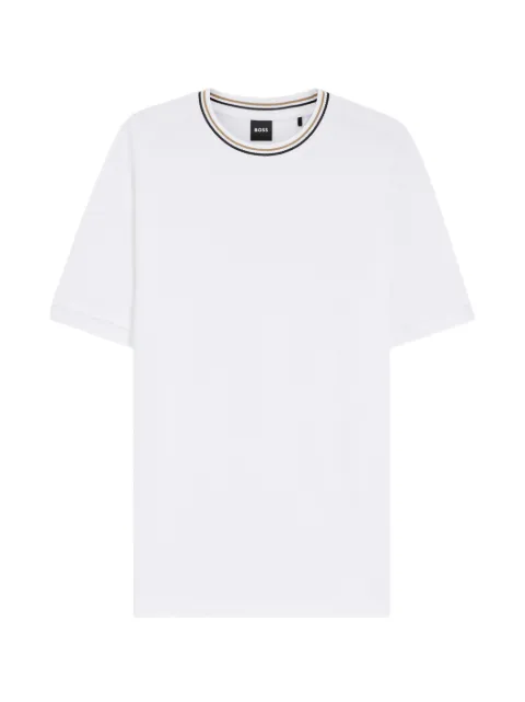 BOSS piqué striped-trim T-shirt