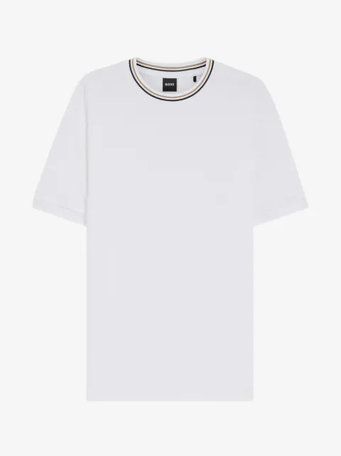 BOSS piqué striped-trim T-shirt