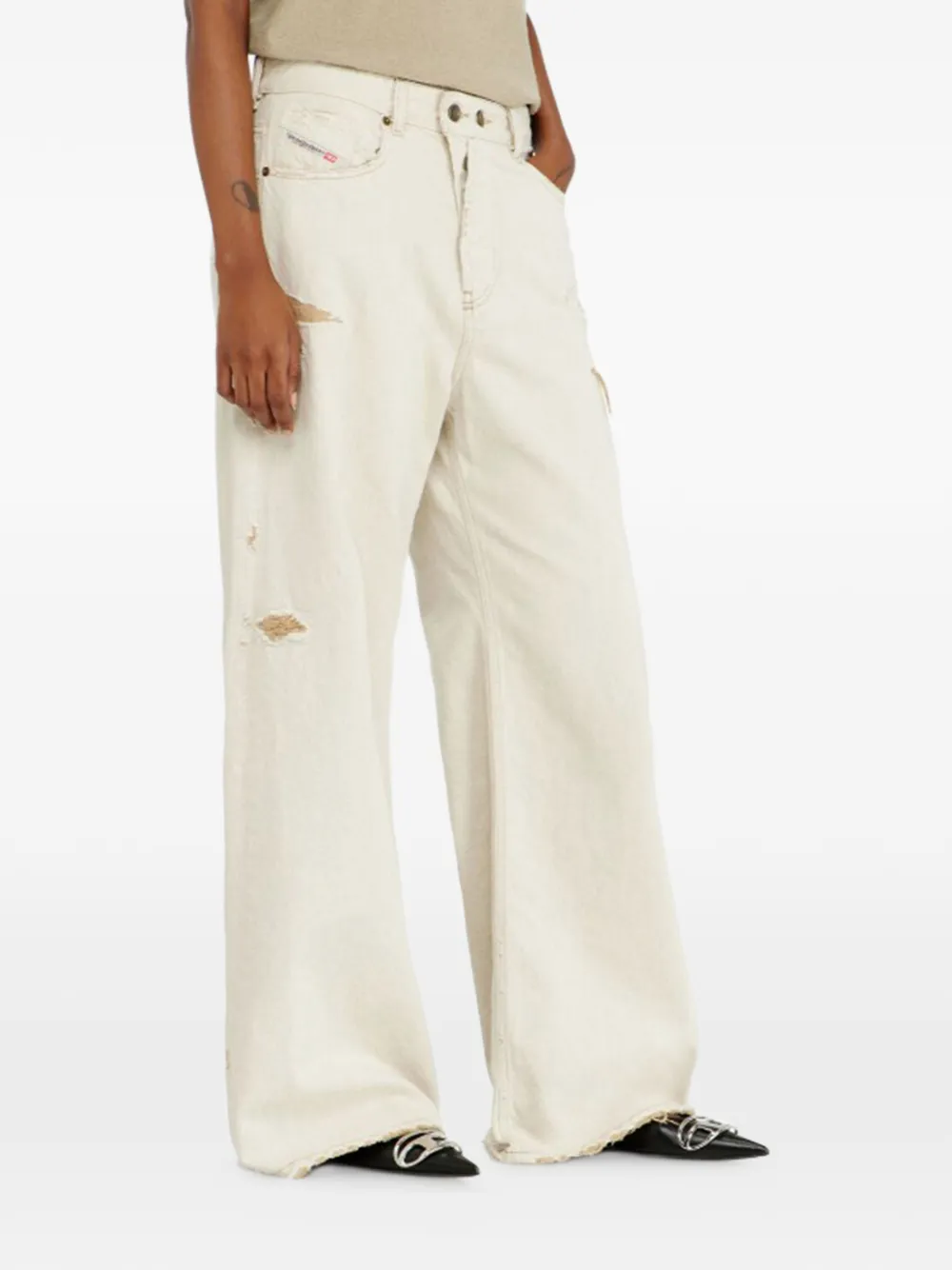 Diesel Gerafelde jeans Beige